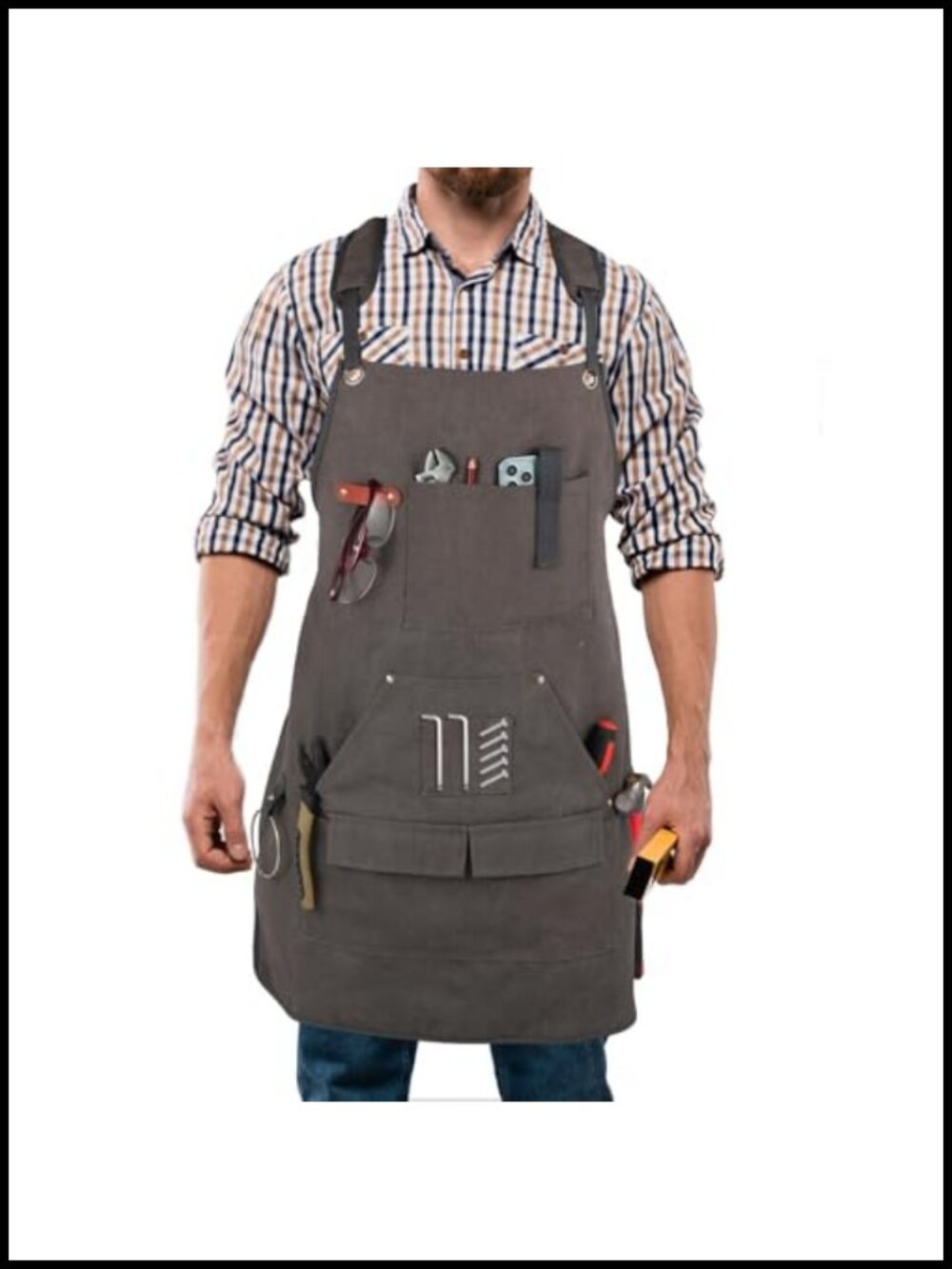 Unisex Woodworking Work Apron 16oz Multi-Pocket Canvas